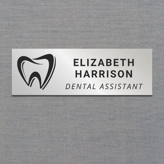 Porte-nom Logo de dentiste dentaire argent