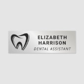 Porte-nom Logo de dentiste dentaire argent (Devant)