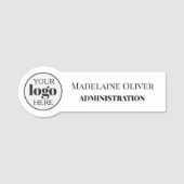 Porte-nom Logo de l'administration de l'employé Blanc Noir s (Devant)