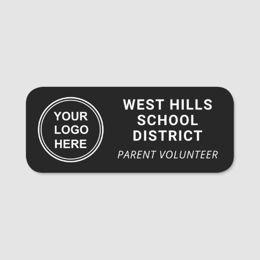 Porte-nom Logo de l'école Parent Bénévole Noir (Devant)