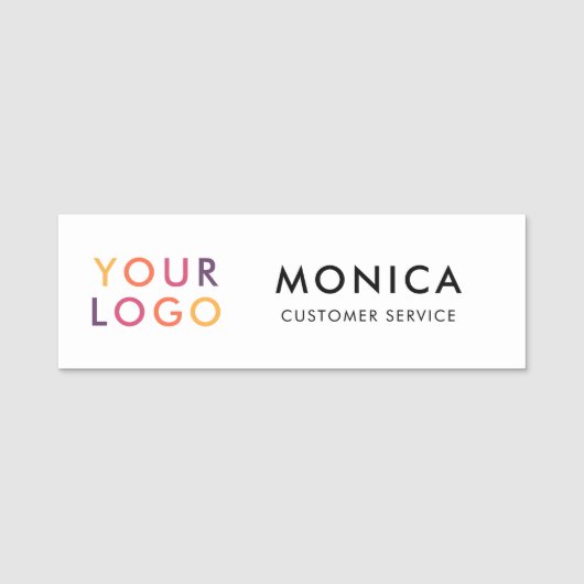 Porte-nom Logo de l'employé Blanc moderne (Devant)