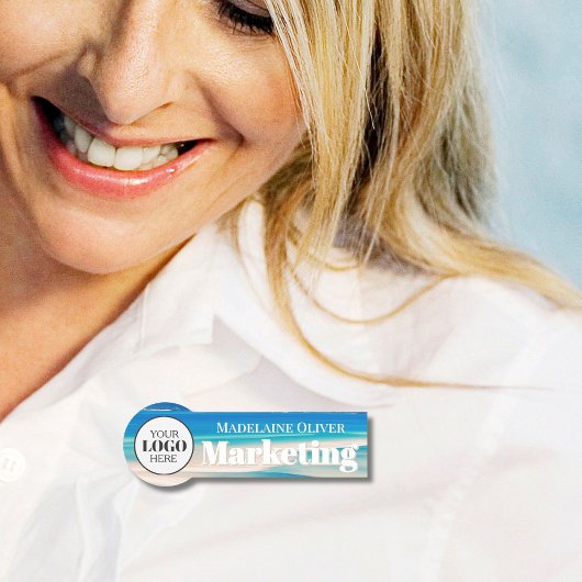 Porte-nom Logo de l'employé bleu simple