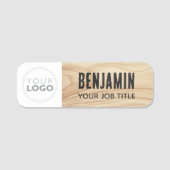 Porte-nom Logo de l'employé en bois rustique noir personnali (Devant)