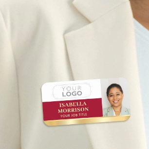 Porte-nom Logo de l'employé - ID photo Gradient rouge or