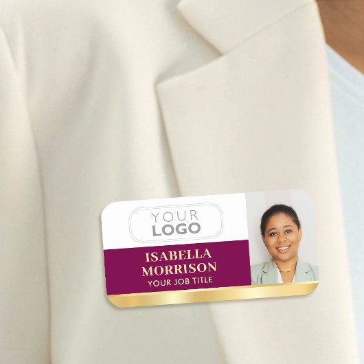 Porte-nom Logo de l'employé - ID photo Plum Gold Gradient