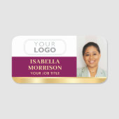 Porte-nom Logo de l'employé - ID photo Plum Gold Gradient (Devant)