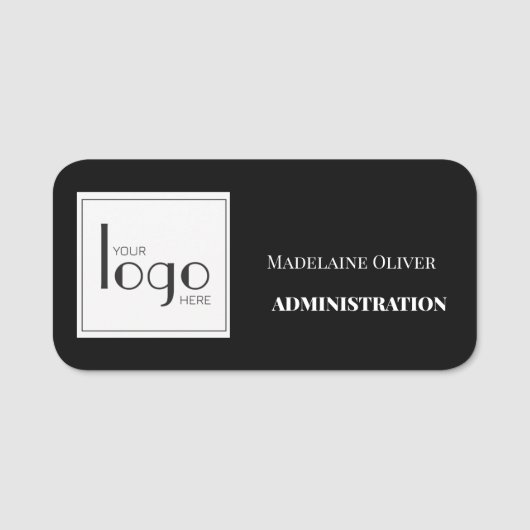 Porte-nom Logo de l'employé noir blanc simple (Devant)