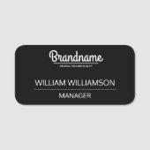 Porte-nom Logo de l'employé personnalisé noir blanc (Devant)