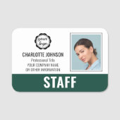 Porte-nom Logo de l'employé personnalisé Photo Vert foncé ma (Devant)