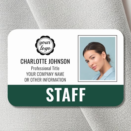 Porte-nom Logo de l'employé personnalisé Photo Vert foncé ma