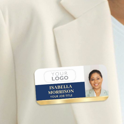 Porte-nom Logo de l'employé - Photo Marine Gold Gradient