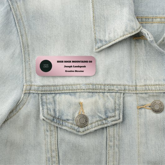 Porte-nom Logo de l'employé rose Gold Metallic Business (En situation)