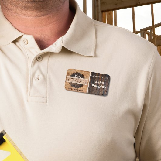 Porte-nom Logo de l'entrepreneur en tonalité de bois rustiqu