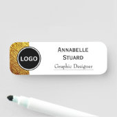 Porte-nom Logo de l'entreprise - Arrondi de l'employé Or & B (En situation)