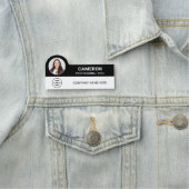 Porte-nom Logo de l'entreprise Black Modern Photo Employé (En situation)