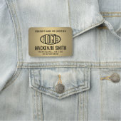 Porte-nom Logo de l'entreprise Couleur or Imprimé employé en (En situation)