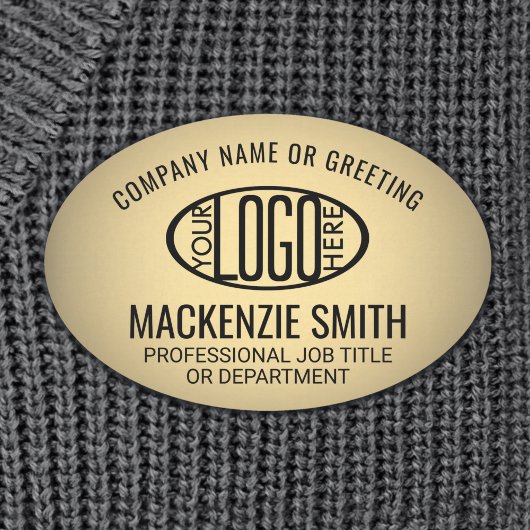 Porte-nom Logo de l'entreprise Couleur or Plastique Oval Emp