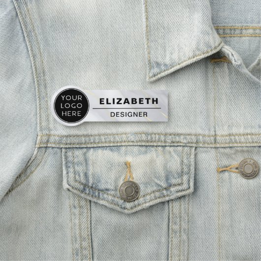 Porte-nom Logo de l'entreprise de marbre moderne Employé (En situation)