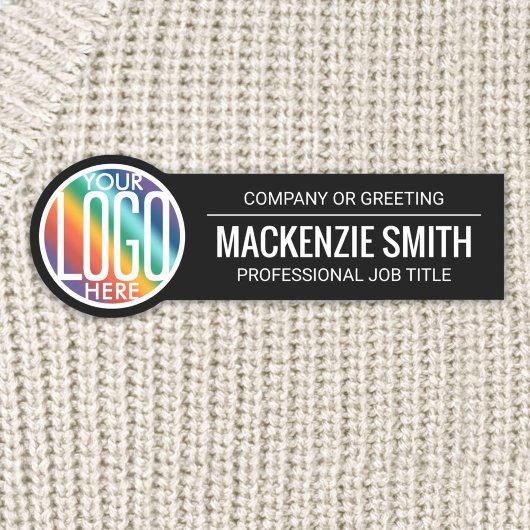 Porte-nom Logo de l'entreprise Employé professionnel noir et