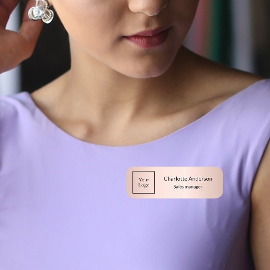 Porte-nom Logo de l'entreprise employé rose or rose