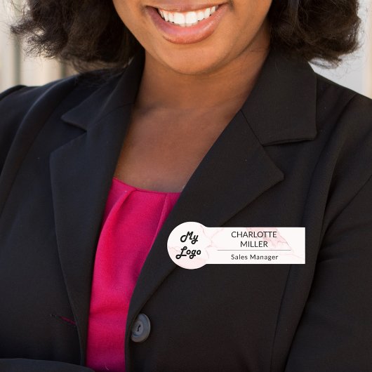 Porte-nom Logo de l'entreprise en marbre rose