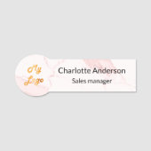 Porte-nom Logo de l'entreprise en marbre rose clair (Devant)