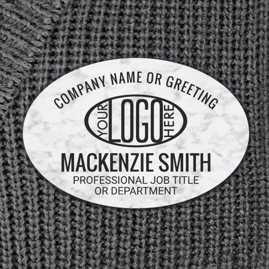 Porte-nom Logo de l'entreprise Faux Marbre blanc ID employé