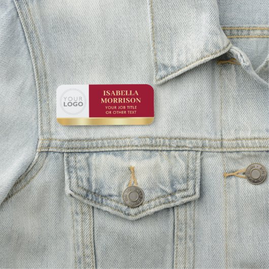 Porte-nom Logo de l'entreprise ID employé Red Gold Business (En situation)