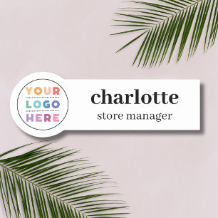 Porte-nom Logo de l'entreprise magnétique Nom et titre de l'