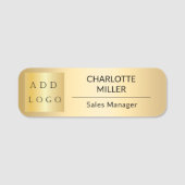 Porte-nom Logo de l'entreprise or employé magnétique (Devant)