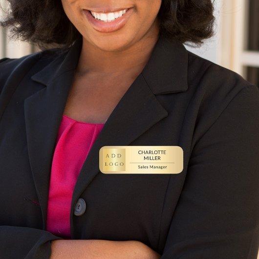 Porte-nom Logo de l'entreprise or employé magnétique