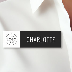 Porte-nom Logo de l'entreprise personnalisée noir employé
