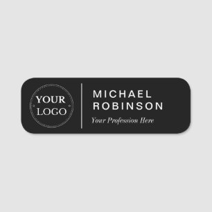 Porte-nom Logo de l'entreprise Professionnel Employé Noir