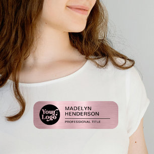 Porte-nom Logo de l'entreprise Rose Gold Métallisé Magnetiqu