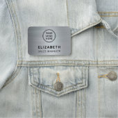 Porte-nom Logo de l'entreprise Silver professionnel (En situation)