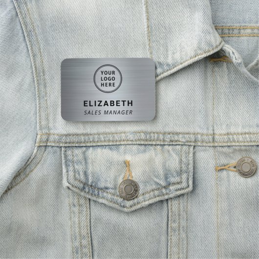 Porte-nom Logo de l'entreprise Silver professionnel (En situation)