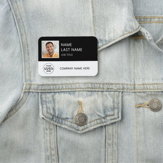 Porte-nom Logo de l'entreprise simple Photo de l'employé noi (En situation)