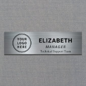 Porte-nom Logo de l'entreprise simple Silver