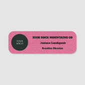 Porte-nom Logo de l'entreprise sur impression de cuir rose (Devant)