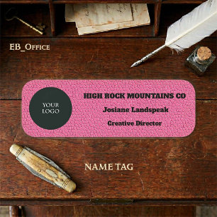Porte-nom Logo de l'entreprise sur impression de cuir rose