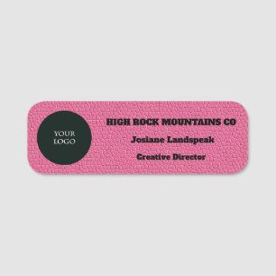 Porte-nom Logo de l'entreprise sur impression en cuir rose