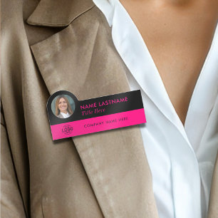 Porte-nom Logo de l'ID photo personnalisée Employé noir élég