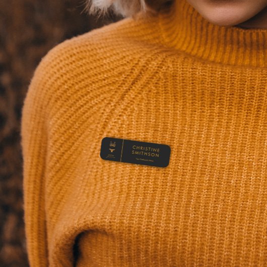 Porte-nom Logo De Lingerie, Nom Et Titre Noir Classique