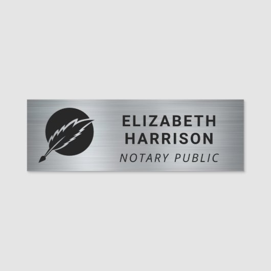 Porte-nom Logo de notaire public argent (Devant)