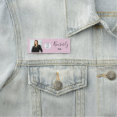 Porte-nom Logo de script rose poudré Photo coiffeur (En situation)
