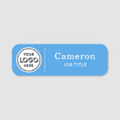 Porte-nom Logo de société moderne bleu clair Employé (Devant)