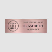 Porte-nom Logo de société moderne Rose Gold (Devant)