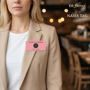 Porte-nom Logo de société personnalisé Chic Rose Magnétique