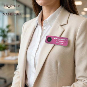 Porte-nom Logo d'employé commercial métallisé rose foncé chi