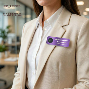 Porte-nom Logo d'employé métallisé violet foncé moderne pour